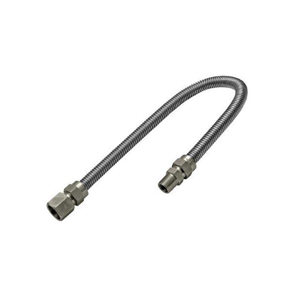 Flextron Gas Line Hose 1/2'' O.D.x24'' Length 3/8" FIPx1/2" MIP Fittings, Stainless Steel Flexible Connector FTGC-SS38-24J - main
